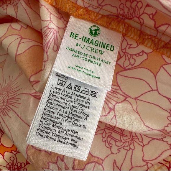 J. CREW Tie Front 100% Cotton Poplin Midi Loose Fit Dress in Orange Floral Small - Picture 13 of 15